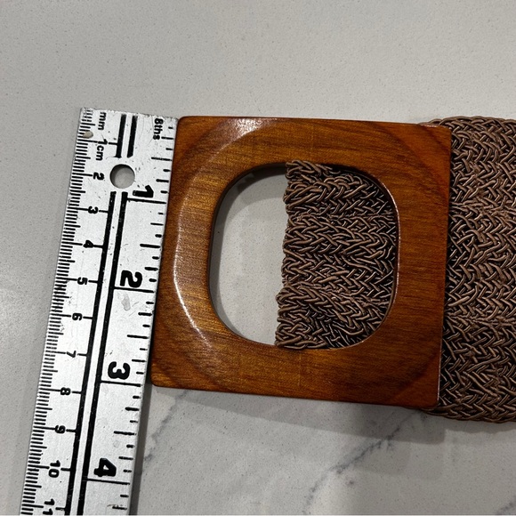 Woven Wide Belt With Sculpted Wood Buckle - Picture 6 of 9